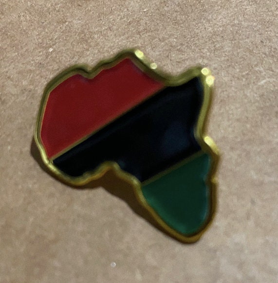 Africa Shaped Lapel Pin, Red Black & Green Pan African lapel Pin