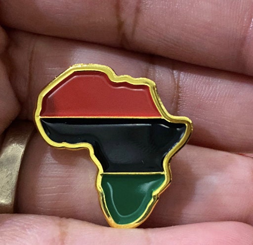 Africa Shaped Lapel Pin, Red Black & Green Pan African lapel Pin