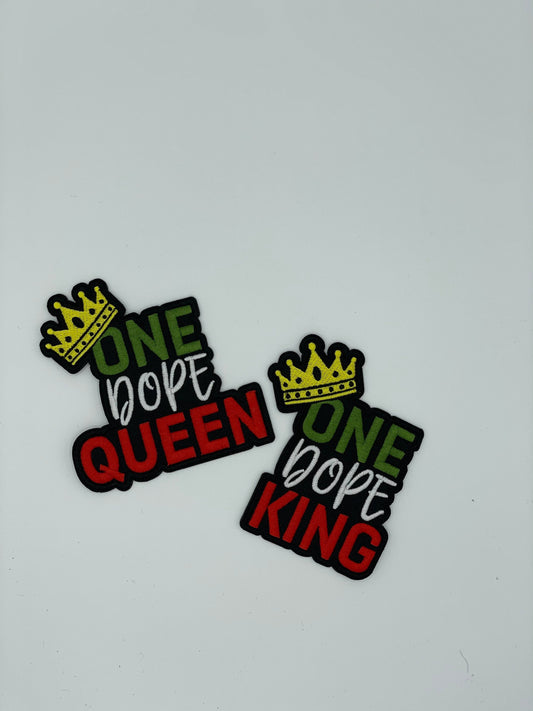 One Dope King One Queen Dope Queen Iron On Patch, Couples Iron On Patches, King Queen Patch