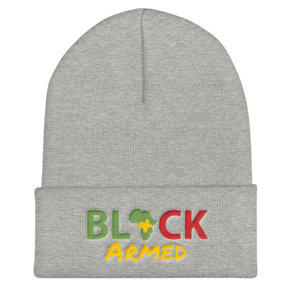 Black & Armed Puffed Beanie